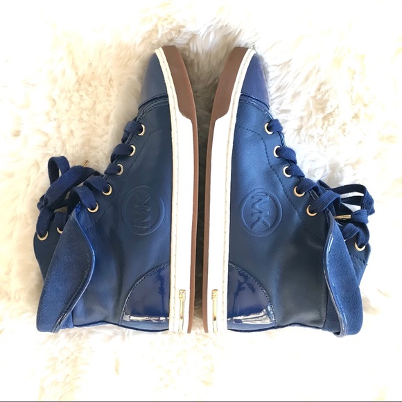 MICHAEL KORS Blue High Top Leather Sneakers - Picture 7 of 14